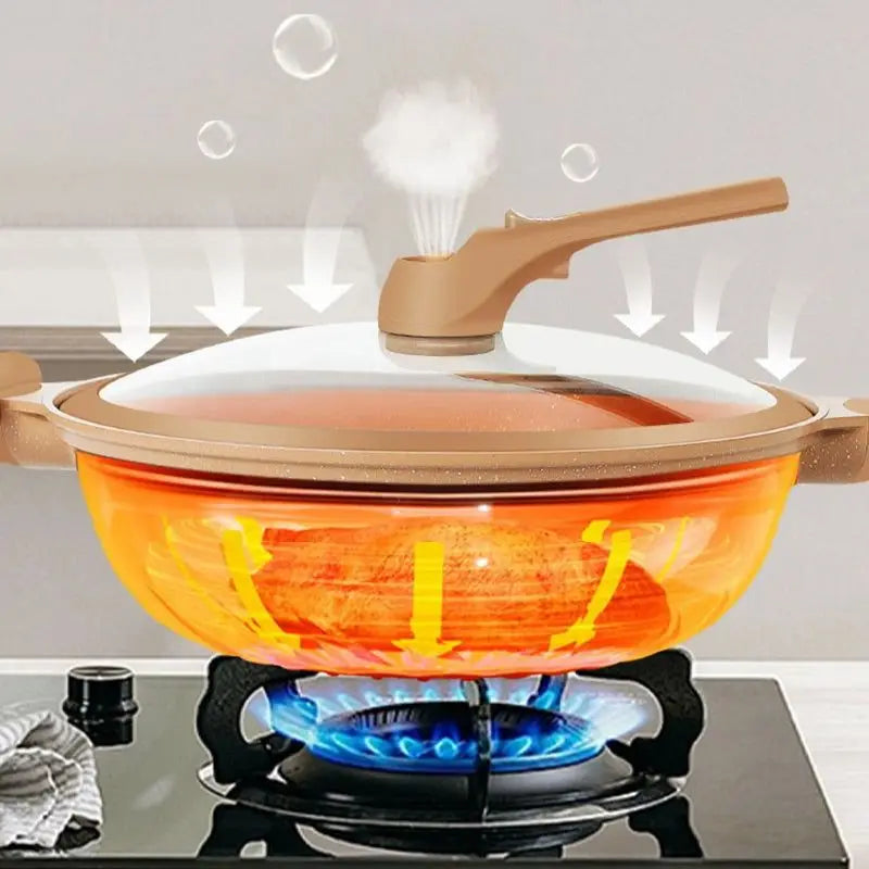 [Leve 2 Pague 1] Frigideira Wok de Cerâmica Multifunções 8 em 1 à Prova de Explosões + BRINDE: Kit Utensílio